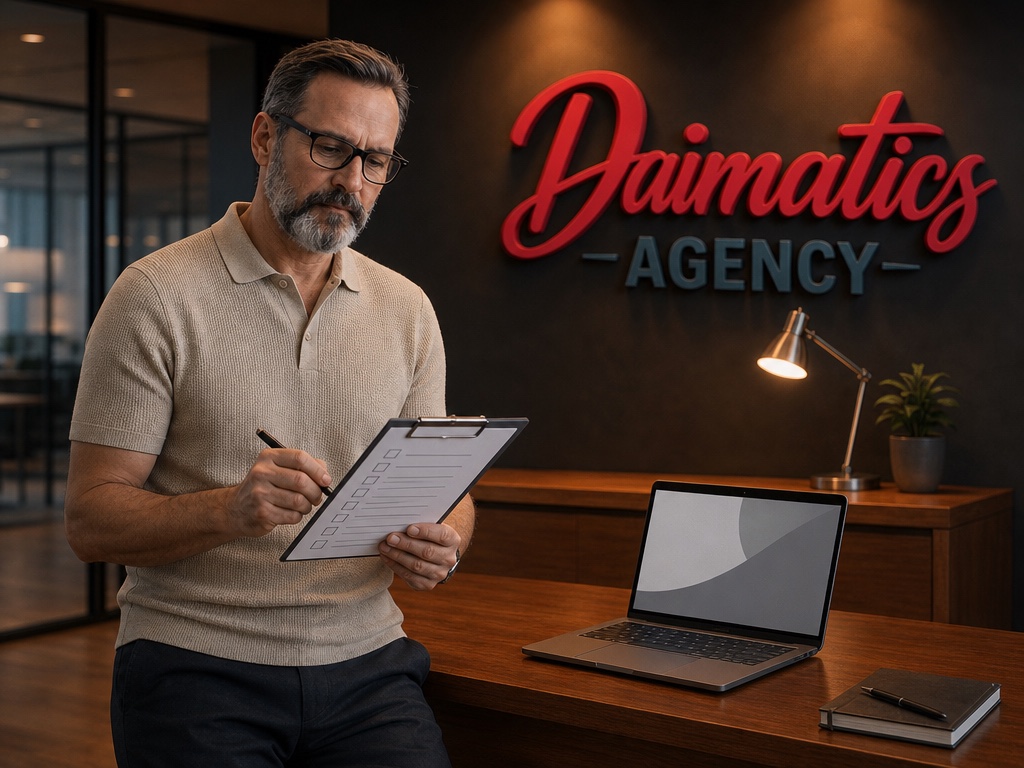 David Nogu&eacute;s, de Daimatics, repassant una llista de comprovaci&oacute; al despatx